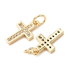 CZ Brass Micro Pave Cubic Zirconia Cross Charms LS-ZIRC-L018-16G-3