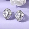 Brass Pave Clear Cubic Zirconia & Glass Stud Earrings EJEW-G471-03P-01-2