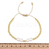 Brass & ABS Plastic Pearl Round Beads Braided Bead Bracelets for Women BJEW-H209-06G-5