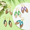 Two Tone Resin & Walnut Wood Horse Eye Dangle Earrings EJEW-JE05504-5