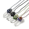 Bullet Natural Quartz Crystal Pendant Necklaces for Women NJEW-G045-01-1