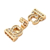 Brass Micro Pave Clear Cubic Zirconia Fold Over Clasps KK-P291-16G-2
