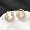 Brass Micro Pave Clear Cubic Zirconia Flat Round Hoop Earrings EJEW-K318-04B-G-1