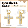 4Pcs CZ Brass Micro Pave Cubic Zirconia Cross Charms ZIRC-LP0001-09-2