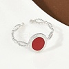 Oval 304 Stainless Steel Enamel Cuff Rings for Women RJEW-G355-01P-02-2