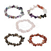 5Pcs 5 Style Natural Mixed Stone Chip Beads Stretch Bracelets for Women BJEW-FW0001-03-1