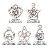 50Pcs 5 Styles Plastic with Resin Rhinestone Pendants KY-CJ0001-94-2
