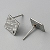 304 Stainless Steel Textured Geometry Stud Earrings Findings with Hole STAS-WH0027-54G-3