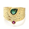 Rack Plating Brass Micro Pave Cubic Zirconia and Glass Open Cuff Rings for Women RJEW-M022-02G-2