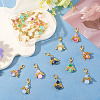 20Pcs 10 Colors Glass Bead with Alloy Pendant Decorations HJEW-TAC0110-4