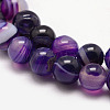 Natural Striped Agate/Banded Agate Bead Strands X-G-K166-13-6mm-04-3
