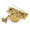 Christmas Theme Golden Zinc Alloy with Rhinestone Brooches JEWB-B018-01AG-05-2