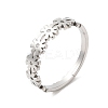 Non-Tarnish 304 Stainless Steel Flower Adjustable Ring for Women RJEW-M149-37P-3