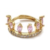 Cubic Zirconia Crown Adjustable Rings RJEW-Q777-10G-02-3