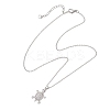 Brass Micro Pave Clear Cubic Zirconia Tortoise Pendant 304 Stainless Steel Cable Chain Necklaces for Women NJEW-JN05903-02-4