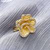 Brass Micro Pave Clear Cubic Zirconia Cuff Rings for Women RJEW-H248-05G-1