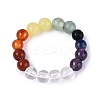 Adjustable Natural Mixed Gemstone Bead Stretch Finger Rings RJEW-N056-01-3