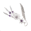 Alloy Sun & Woven Net/Web with Feather Charms Bookmarks AJEW-JK00368-02-4