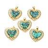 Rack Plating Brass Micro Pave Cubic Zirconia with Synthetic Opal Pendants KK-D088-08G-1