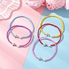 5Pcs Glass Seed Bead Stretch Bracelets with Brass Cross & Imitation Pearl BJEW-MZ00300-1