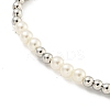 Brass & ABS Plastic Imitation Pearl Round Beaded Stretch Bracelets for Women BJEW-G704-02P-3