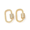 Brass Micro Pave Clear Cubic Zirconia Screw Carabiner Lock Charms X-KK-Z118-05G-1