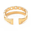 Ion Plating(IP) 304 Stainless Steel Double Line Open Cuff Ring for Women RJEW-I096-13G-3