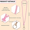 1Pc Breast Awareness Ribbon & Round Beaded Silicone ID Card Neck Strap Card Holders NJEW-SW00026-02-2