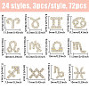 72Pcs 2 Colors 12 Styles Alloy Rhinestone Cabochons MRMJ-CA0001-53-2