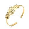 Ion Plating(IP) 304 Stainless Steel Leaf Open Cuff Bangles BJEW-L682-027G-3