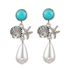 ABS Plastic Imitation Pearl & Alloy Dangle Stud Earrings EJEW-JE06300-01-2