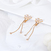 1 Pair Butterfly Brass Clear Cubic Zirconia Tassel Clip-on Earrings EJEW-LP0007-070-3