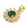 Flower Rack Plating Brass Micro Pave Cubic Zirconia Pendants KK-G513-92G-04-2