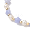 Natural & Synthetic Gemstone & Natural Cultured Freshwater Pearl & Brass Beads Stretch Bracelets for Women BJEW-JB12814-6