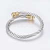 304 Stainless Steel Torque Bangles BJEW-G584-18-2