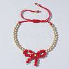 Elegant Butterfly Bow Girl Style Bracelet Gold-plated Copper Beads Pearl-like NQ2566-3-1