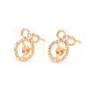 Brass Micro Pave Clear Cubic Zirconia Earring Findings X-KK-T062-218G-NF-1