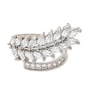 Cubic Zirconia Ear of Wheat Open Cuff Ring RJEW-M151-01P-1