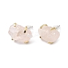 Raw Rough Natural Rose Quartz Stud Earrings EJEW-R148-01LG-02-4