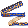 Ethnic Style Polyester Jacquard Leaf Ribbons SRIB-WH0011-198A-1