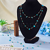 3m Natural Synthetic Turquoise Chips & ABS Plastic Imitation Pearl Beaded Chains Necklace Making Kits CHC-TA0001-30C-6