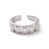 Clear Cubic Zirconia Rectangle Open Cuff Ring RJEW-H127-01P-2