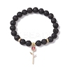 Natural Lava Rock Beaded Stretch Bracelets BJEW-JB11000-01-1