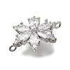 Brass Clear Cubic Zirconia Snowflake Connector Charms LS-KK-Q048-19P-2