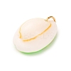 Printed Natural Cowrie Shell Pendants STAS-Z168-03G-03-2