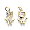 Brass Micro Pave Clear Cubic Zirconia Charms X-RJEW-T063-51G-NF-2