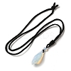 Cone Natural & Synthetic Mixed Gemstone Pendant Necklace with Nylon Rope for Women G-H286-08-4