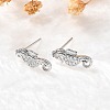 Sea Horse Brass Micro Pave Cubic Zirconia Ear Studs EJEW-D304-38P-5