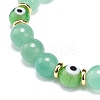 Natural Green Aventurine & Lampwork Evil Eye Round Beaded Stretch Bracelet BJEW-JB08713-07-5