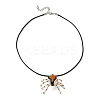 Braided Glass Seed Bead Spider Pendant Necklaces NJEW-MZ00036-02-4